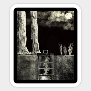 Ladder in the Forest (black/white) Sticker